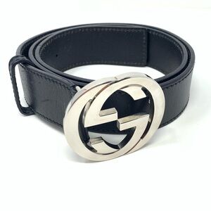 Gucci Interlocking G black leather belt size 95/38